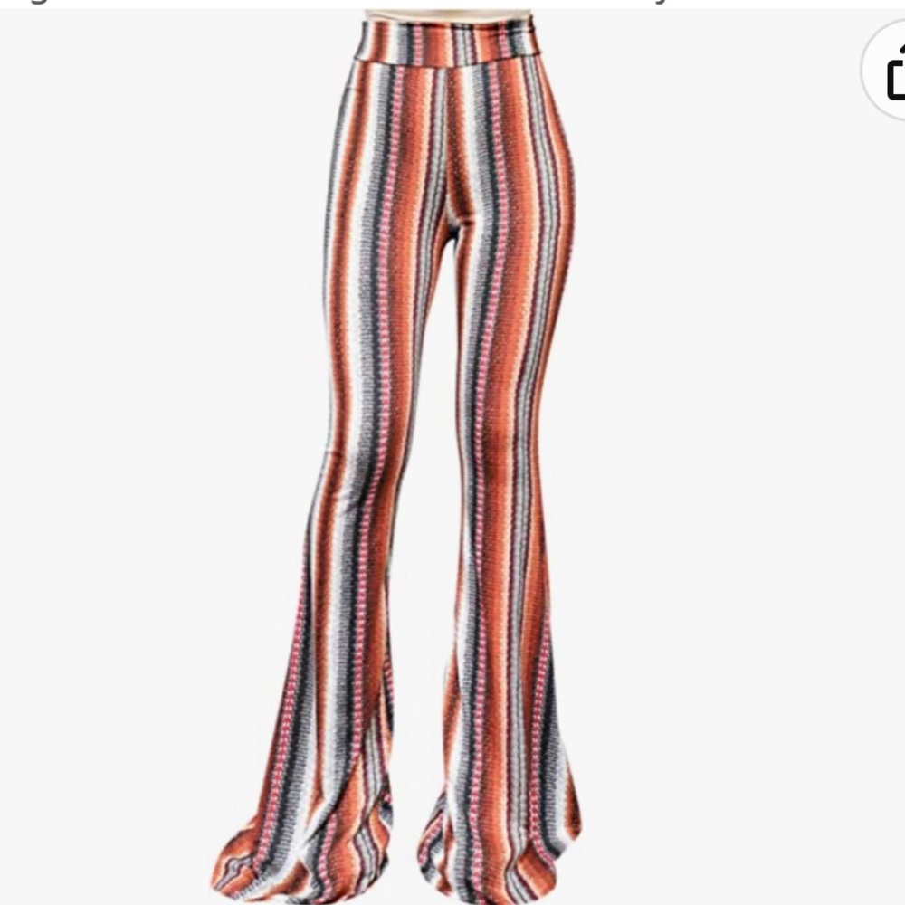 Striped high waist bell bottom pants